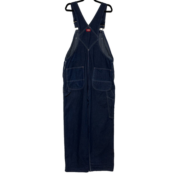 Dickies Bib Overalls Mens 38X30 Blue Denim Carpenter Workwear Chores Farmer - Picture 2 of 8